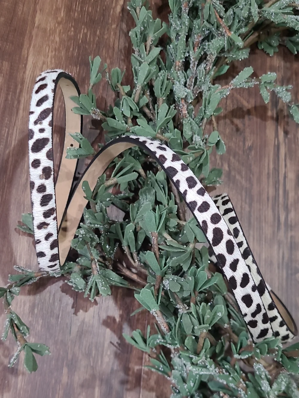 Ann Taylor Leopard-Print Dyed Cow Hide Leather Slim Skinny Belt M
